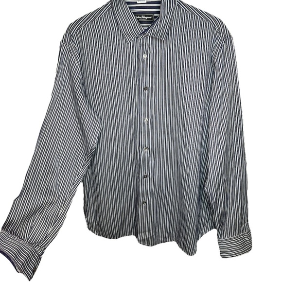 Salvatore Ferragamo Long Sleeve Striped Polo Shirt - Picture 1 of 11